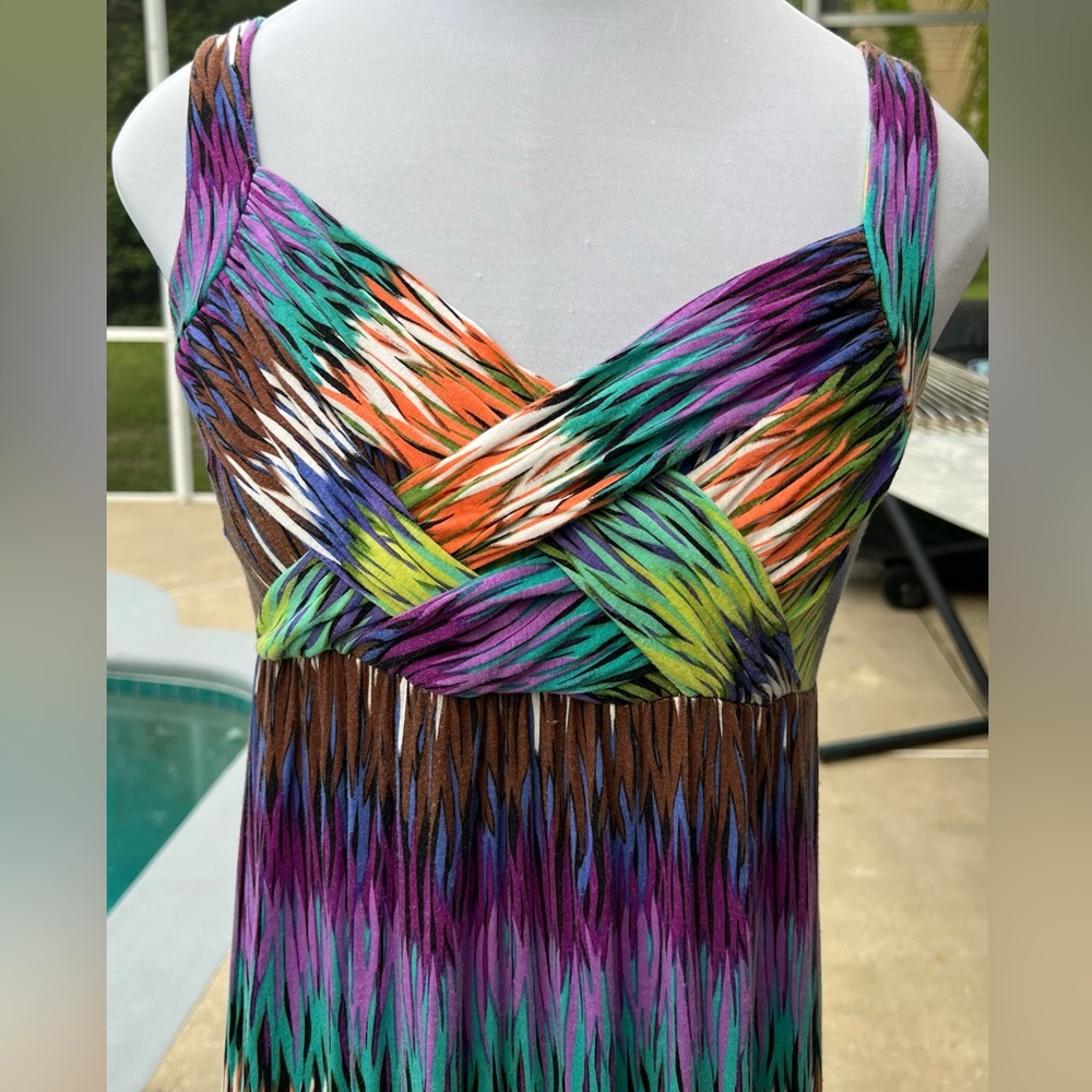 Philosophy Maxi Dress Green Orange Green Brown Purple Brown Blue White B… - Picture 2 of 8